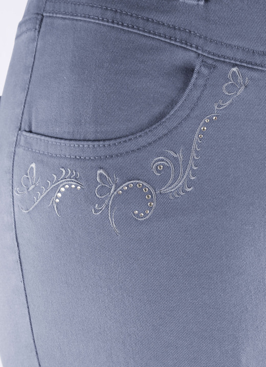 Hosen in Schlupfform - Hose mit funkelnden Glitzersteinchen Ansicht 12 Hosen in Schlupfform - Hose mit funkelnden Glitzersteinchen, in Größe 018 bis 052, in Farbe JEANSBLAU Ansicht 12