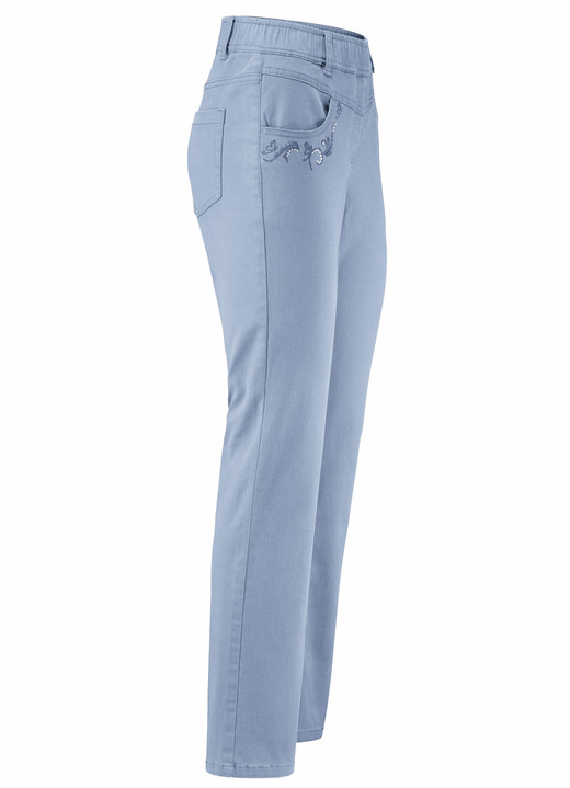Hosen in Schlupfform - Hose mit funkelnden Glitzersteinchen Ansicht 21 Hosen in Schlupfform - Hose mit funkelnden Glitzersteinchen, in Größe 018 bis 052, in Farbe JEANSBLAU Ansicht 21