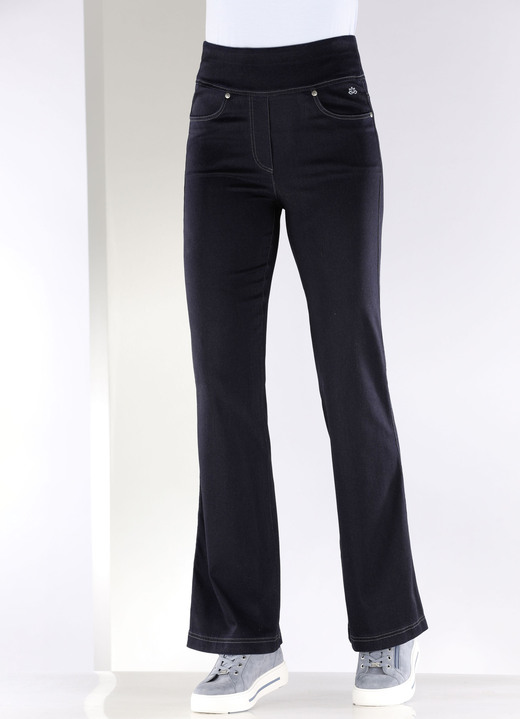 Hosen in Schlupfform - Yoga-Jeans mit ausgestellter Fußweite , in Größe 017 bis 050, in Farbe DUNKELBLAU Ansicht 3