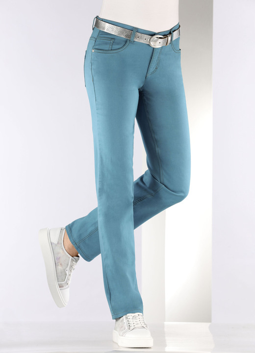 Hosen mit Knopf- und Reißverschluss - Softe Hose in 5-Pocket-Form, in Größe 017 bis 050, in Farbe BORDEAUX Ansicht 8