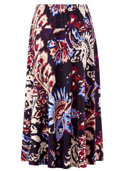 Gemustert - Wunderschöner Rock mit breiter Passe, in Größe 018 bis 054, in Farbe NACHTBLAU-BUNT Ansicht 3