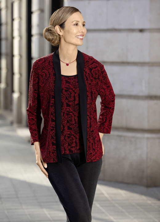 Abendkleider - Shirt-Tunika in 2-in-1-Optik Ansicht 2 Abendkleider - Shirt-Tunika in 2-in-1-Optik, in Größe 036 bis 054, in Farbe ROT-SCHWARZ Ansicht 2
