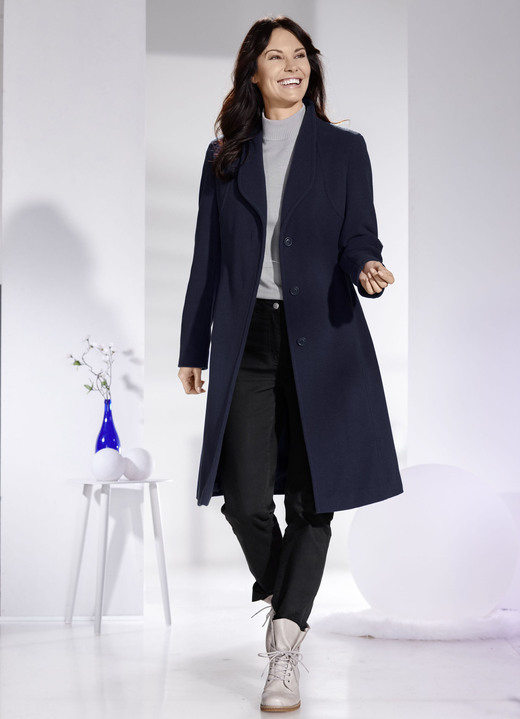 Wollmäntel - Mantel mit elegant verdeckter Knopfleiste, in Größe 038 bis 054, in Farbe ROYALBLAU Ansicht 3