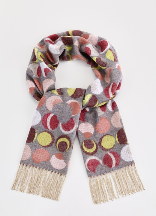 Schals - Schal mit Fantasiedessin, in Farbe GRAU-BURGUND-LIMETTE-PUDER Ansicht 1