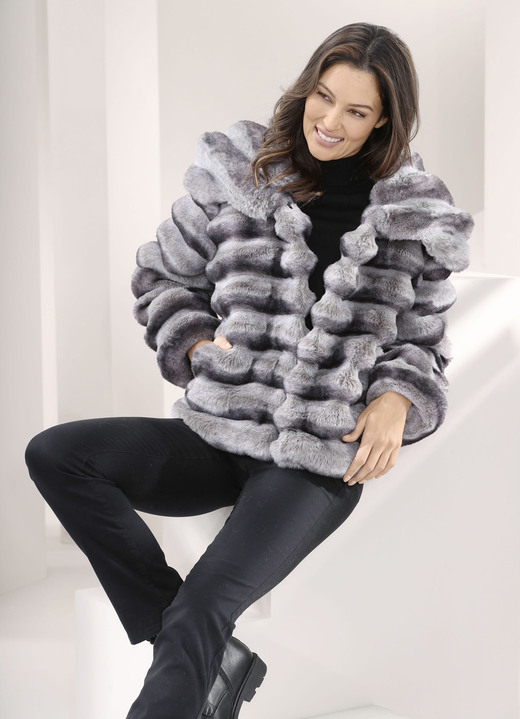 Kunstpelzjacken - Jacke aus Kunstpelz, in Größe 034 bis 048, in Farbe GRAU-ANTHRAZIT Ansicht 2