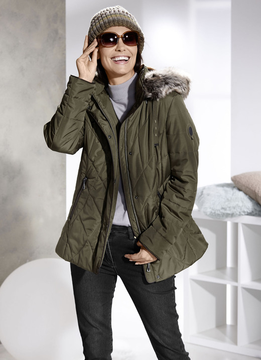 Winterjacken - Jacke mit abnehmbarer Kunstpelz-Besatz, in Größe 036 bis 054, in Farbe LODENGRÜN Ansicht 2