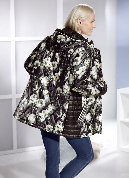 Winterjacken - Jacke mit Fantasiedessin, in Größe 038 bis 054, in Farbe SCHWARZ-OLIV-LIND-CREME Ansicht 2