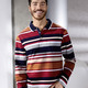 Sweatshirts - Poloshirt mit Seitenschlitzen – Farbe DUNKELROT-MARINE-TERRA Sweatshirts - Poloshirt mit Seitenschlitzen, in Größe 046 bis 062, in Farbe DUNKELROT-MARINE-TERRA
