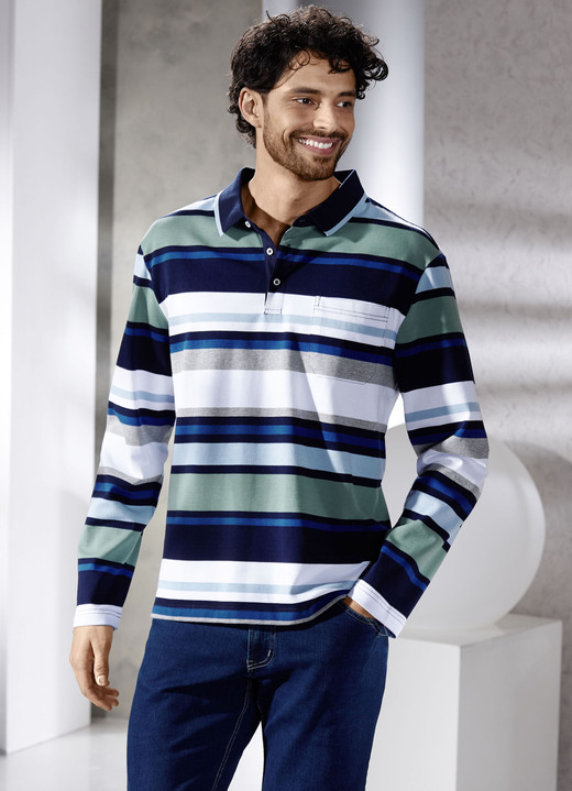 Sweatshirts - Poloshirt mit Seitenschlitzen Ansicht 2 Sweatshirts - Poloshirt mit Seitenschlitzen, in Größe 046 bis 062, in Farbe DUNKELROT-MARINE-TERRA Ansicht 2