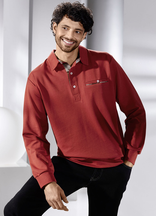 Sweatshirts - Poloshirt in 3 Farben Sweatshirts - Poloshirt in 3 Farben, in Größe 046 bis 062, in Farbe ROST
