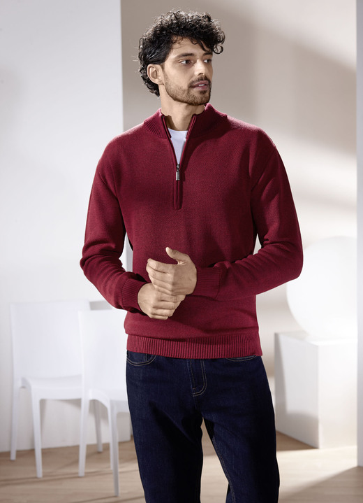 Uni -  Unifarbener Stehkragenpullover in 3 Farben, in Größe 046 bis 062, in Farbe PETROL Ansicht 3