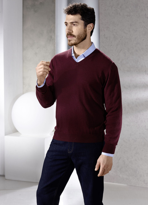 Uni - Unifarbener V-Pullover in 4 Farben, in Größe L(52/54) bis XL(56/58), in Farbe ANTHRAZIT MELIERT Ansicht 5