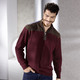 Gemustert - Stehkragenpullover mit Strukturmix, in Größe 046 bis 062, in Farbe WEINROT-BRAUN MELIERT – Farbe WEINROT-BRAUN MELIERT – Ansicht 2