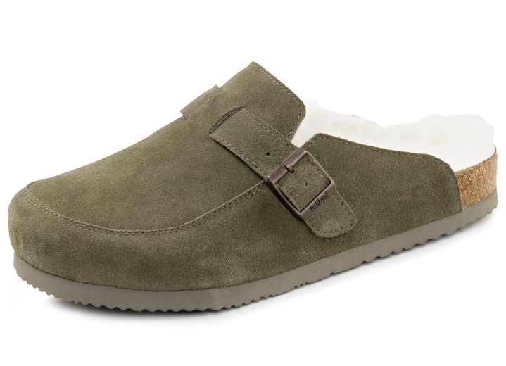 Hausschuhe - Gefütterte Herren-Clogs, mit Lammfell, in Größe 041 bis 047, in Farbe COGNAC Ansicht 5