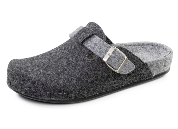 Hausschuhe - Klassische Herren-Hausschuhe, aus Wollfilz, in Größe 041 bis 046, in Farbe MARINE Ansicht 4
