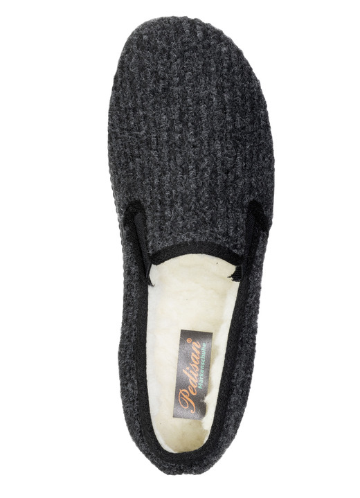 Hausschuhe - Gefütterte Herren-Hausschuhe, mit Schurwolle, in Größe 040 bis 046, in Farbe SCHWARZ Ansicht 2