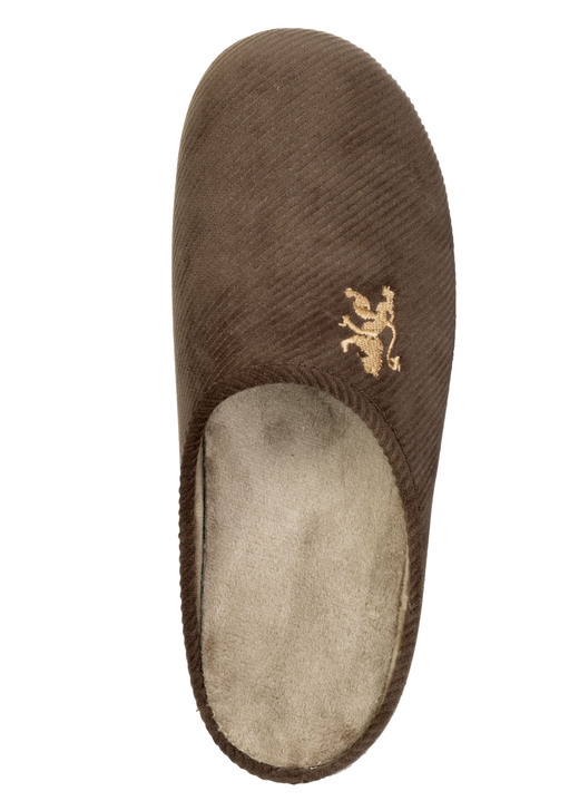 Hausschuhe - Elegante Herren-Hausschuhe, mit herausnehmbarem Fußbett, in Größe 040 bis 046, in Farbe MARINE Ansicht 5