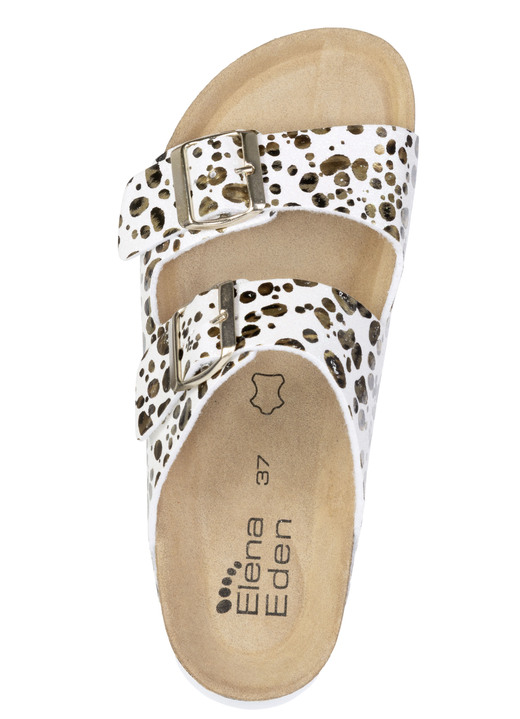 Sandaletten & Pantoletten - ELENA EDEN, trendige Damen-Pantoletten, Weite H, mit Klettspangen, in Größe 036 bis 042, in Farbe CREME-BRONZE Ansicht 2