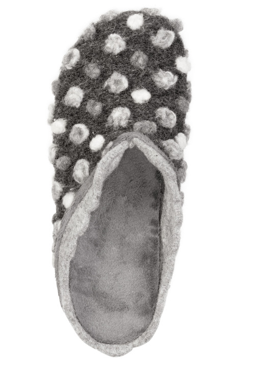 Hausschuhe - Laurina, klassische Damen-Hausschuhe, mit herausnehmbarem Fußbett, in Größe 036 bis 042, in Farbe GRAU-WEISS Ansicht 2