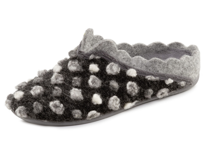 Hausschuhe - Laurina, klassische Damen-Hausschuhe, mit herausnehmbarem Fußbett, in Größe 036 bis 042, in Farbe GRÜN-BUNT Ansicht 4