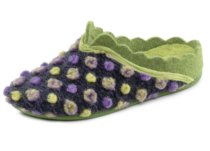 Hausschuhe - Laurina, klassische Damen-Hausschuhe, mit herausnehmbarem Fußbett, in Größe 036 bis 042, in Farbe GRAU-WEISS Ansicht 4