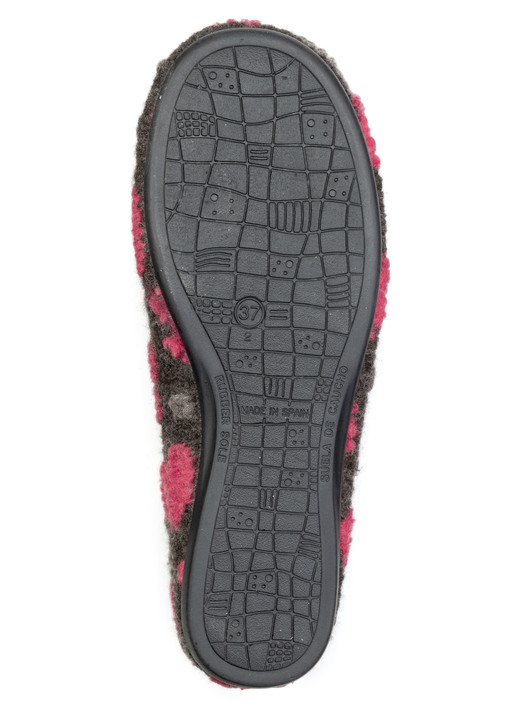Hausschuhe - Laurina, stylische Damen-Ballerinas, mit Herzchen-Dessin, in Größe 036 bis 042, in Farbe ANTHRAZIT-ROT Ansicht 3