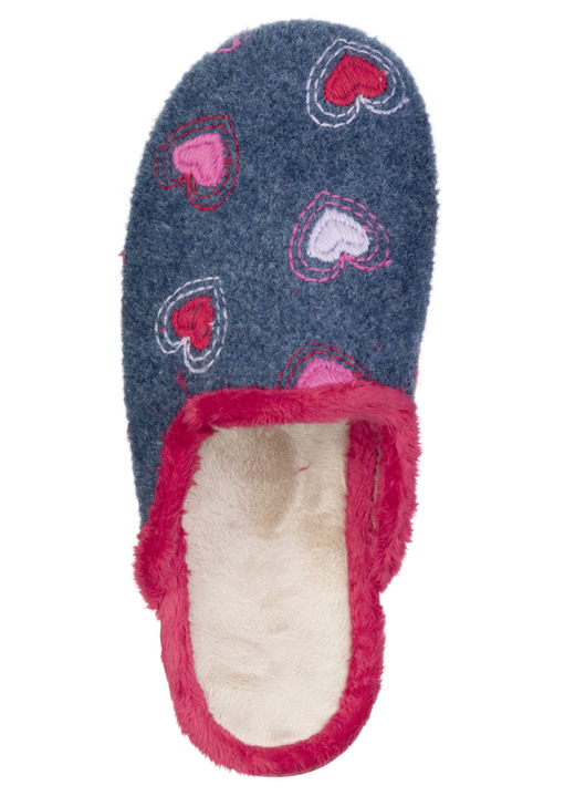 Hausschuhe - Laurina, warme Damen-Hausschuhe, mit Plüsch, in Größe 036 bis 041, in Farbe BLAU-ROT Ansicht 2