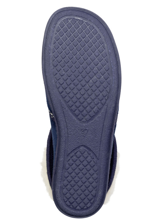 Hausschuhe - Laurina, warme Damen-Hausschuhe, mit Gummizug, in Größe 036 bis 042, in Farbe MARINE Ansicht 3