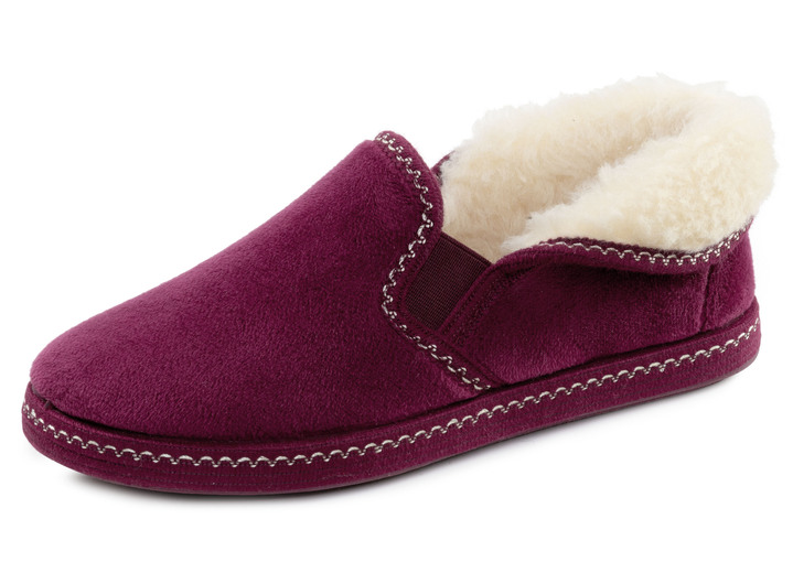 Hausschuhe - Laurina, warme Damen-Hausschuhe, mit Gummizug, in Größe 036 bis 042, in Farbe MARINE Ansicht 13