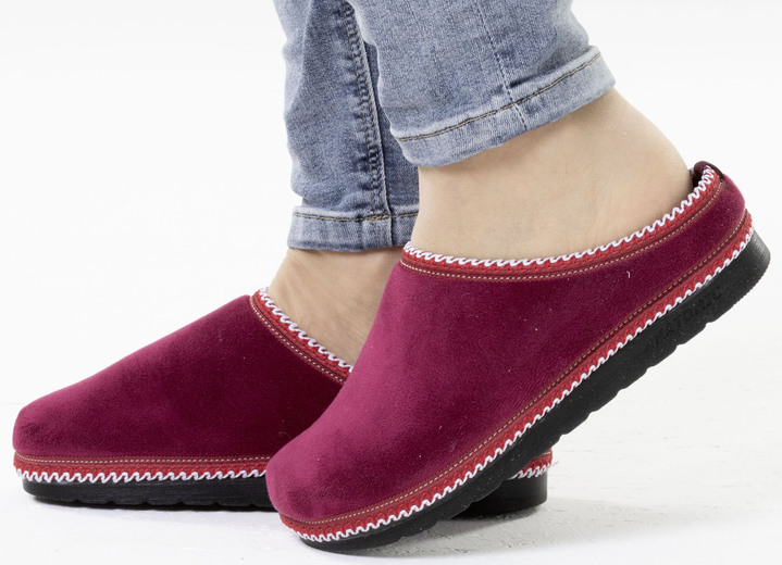 Hausschuhe - Laurina, klassische Damen-Hausschuhe, Weite G, mit gemusterter Bordüre, in Größe 036 bis 042, in Farbe BEIGE Ansicht 7