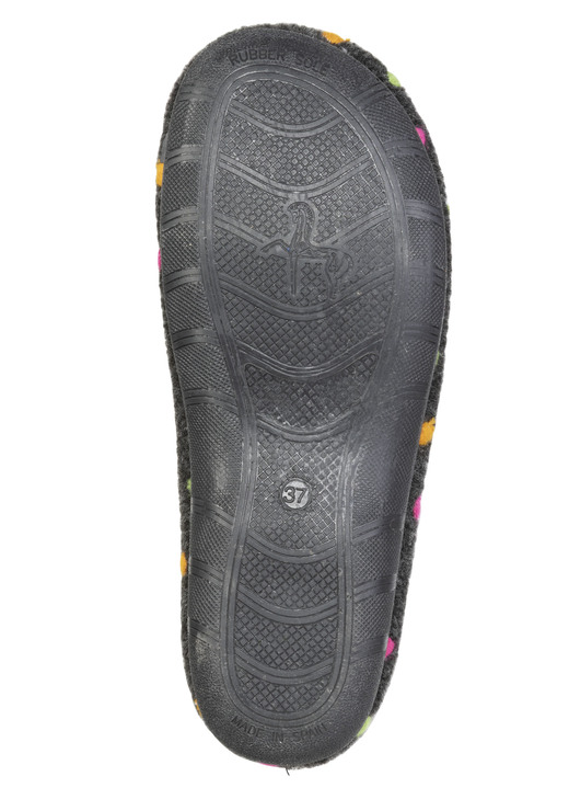 Hausschuhe - Laurina, klassische Damen-Hausschuhe, mit Pünktchen-Stickerei, in Größe 036 bis 042, in Farbe GRAU Ansicht 6