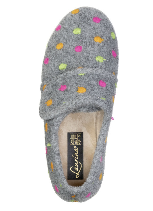 Damen - Laurina, klassische Damen-Hausschuhe, mit Klettverschluss, in Größe 036 bis 042, in Farbe GRAU Ansicht 2