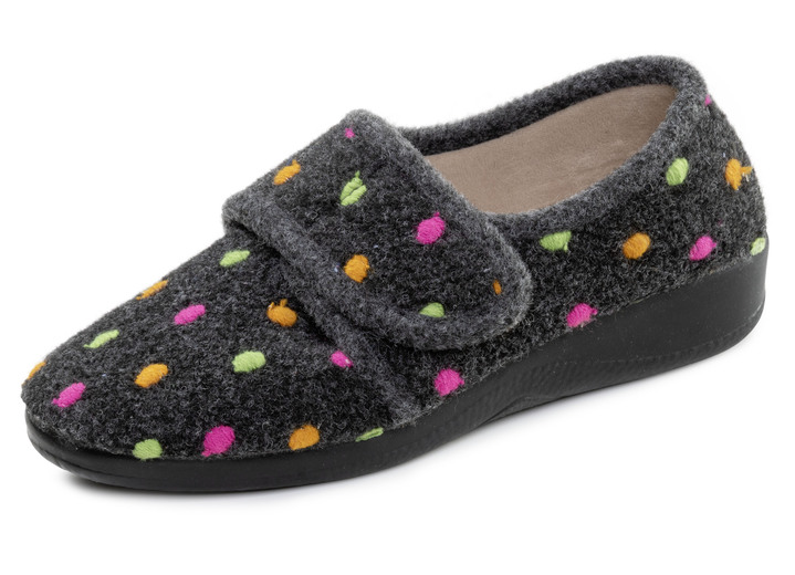 Damen - Laurina, klassische Damen-Hausschuhe, mit Klettverschluss, in Größe 036 bis 042, in Farbe GRAU Ansicht 4