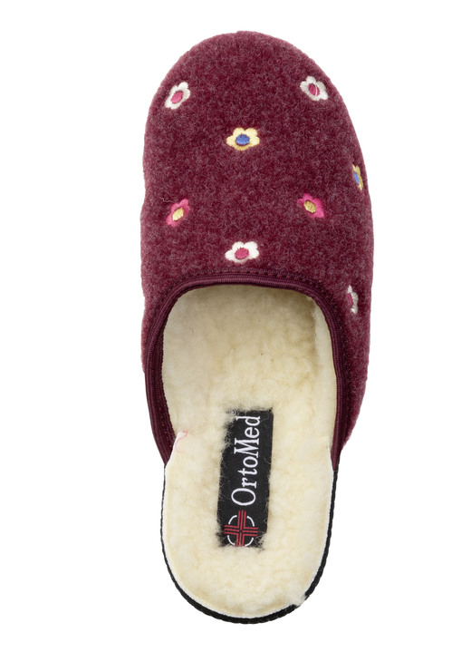 Hausschuhe - Gefütterte Damen-Hausschuhe, mit Schurwolle, in Größe 036 bis 042, in Farbe BORDEAUX Ansicht 2