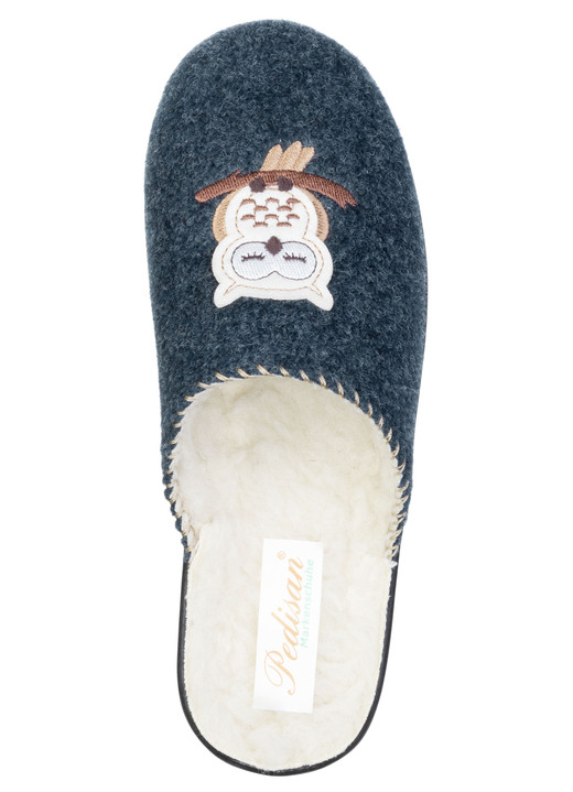 Hausschuhe - Gefütterte Damen-Hausschuhe, mit Schurwolle, in Größe 036 bis 042, in Farbe MARINE Ansicht 2