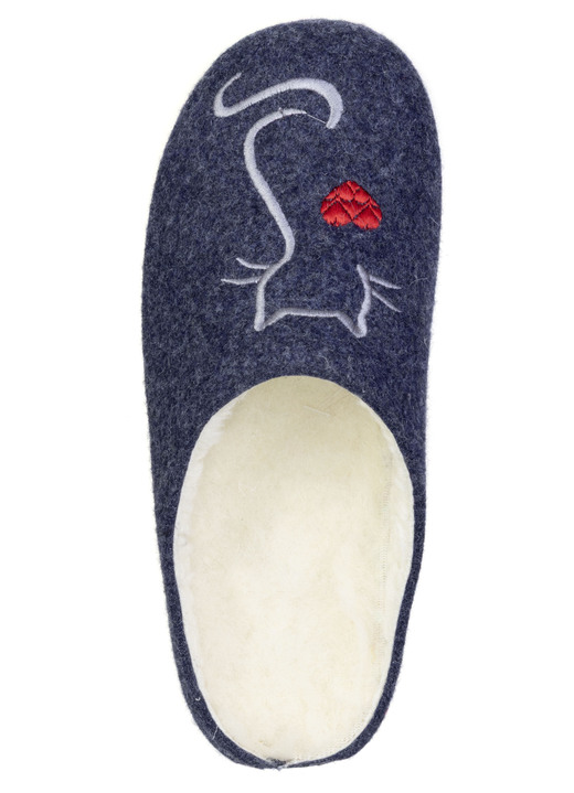 Hausschuhe - Warme Damen-Hausschuhe, mit Wolle, in Größe 036 bis 041, in Farbe MARINE Ansicht 2