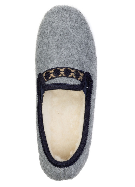 Hausschuhe - Klassische Damen-Hausschuhe, mit Gummizug, in Größe 036 bis 042, in Farbe GRAU-MARINE Ansicht 2