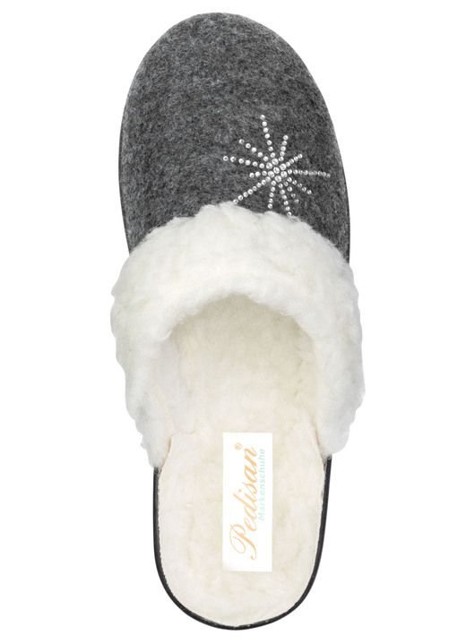 Hausschuhe - Gefütterte Damen-Hausschuhe, mit Schurwolle, in Größe 036 bis 042, in Farbe ANTHRAZIT Ansicht 2