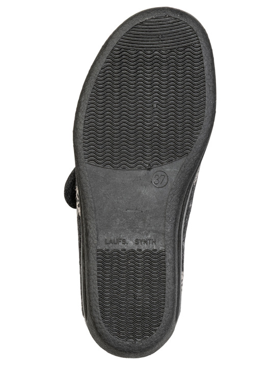 Hausschuhe - Warme Damen-Hausschuhe, Weite H, mit Klettverschluss, in Größe 036 bis 042, in Farbe SCHWARZ Ansicht 3