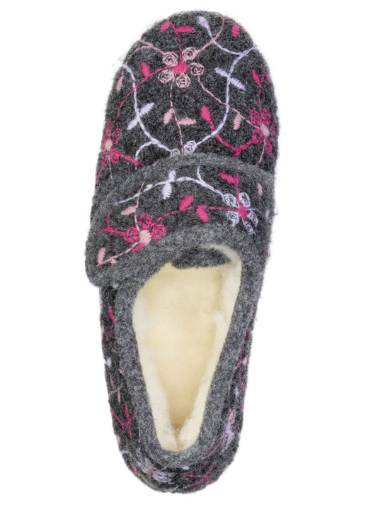Hausschuhe - Gefütterte Damen-Hausschuhe, mit Klettverschluss, in Größe 036 bis 042, in Farbe ANTHRAZIT Ansicht 2