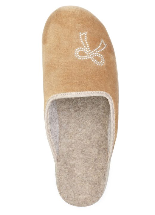 Hausschuhe - Zweierpack, klassische Damen-Hausschuhe, Weite G, mit funkelnden Glitzersteinchen, in Größe 036 bis 041, in Farbe 1X BORDEAUX, 1X CAMEL Ansicht 6