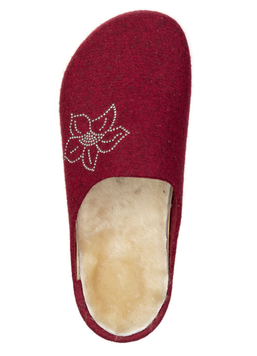 Hausschuhe - Mubb, gefütterte Damen-Hausschuhe, Weite H, mit Lammfell, in Größe 036 bis 042, in Farbe DUNKELROT Ansicht 2