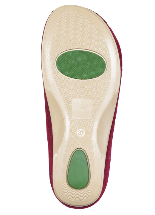 Hausschuhe - Mubb, gefütterte Damen-Hausschuhe, Weite H, mit Lammfell, in Größe 036 bis 042, in Farbe DUNKELROT Ansicht 3