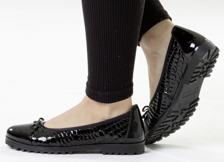 Pumps & Ballerina - ELENA EDEN, elegante Damen-Ballerinas, Weite G, mit Gummizug, in Größe 036 bis 042, in Farbe SCHWARZ Ansicht 5