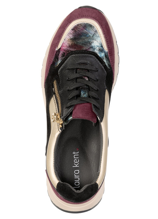 Schuhe - laurakent, stylische Damen-Sneaker, Weite G, mit herausnehmbarem Fußbett, in Größe 035 bis 041, in Farbe SCHWARZ-BORDEAUX-GOLD Ansicht 2