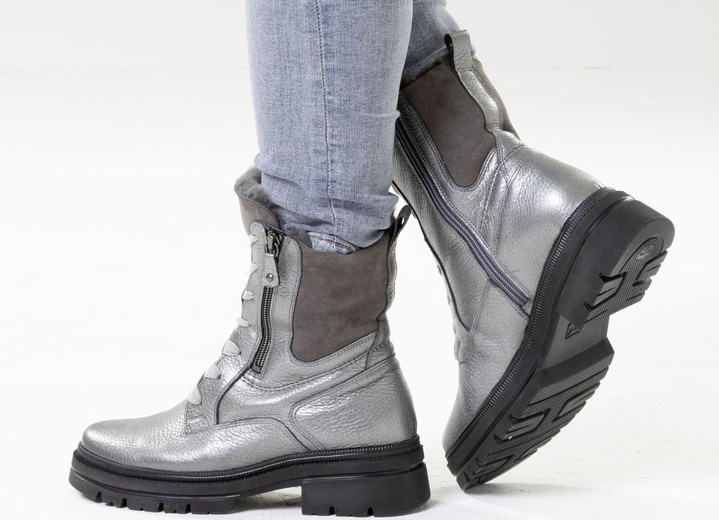 Stiefel & Stiefeletten - Waldläufer, gefütterte Damen-Stiefeletten, Winterschuhe, Weite H, mit Lammfell, in Größe 3 1/2 bis 8, in Farbe ALTSILBER Ansicht 5