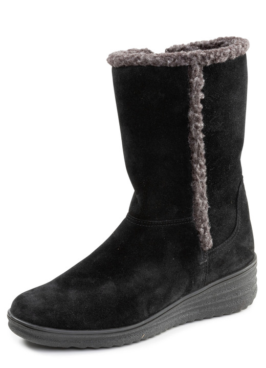 Damen - ELENA EDEN, gefütterte Damen-Stiefel, Winterschuhe, Weite H, mit Lammfell, in Größe 036 bis 042, in Farbe SCHWARZ-GRAU Ansicht 1