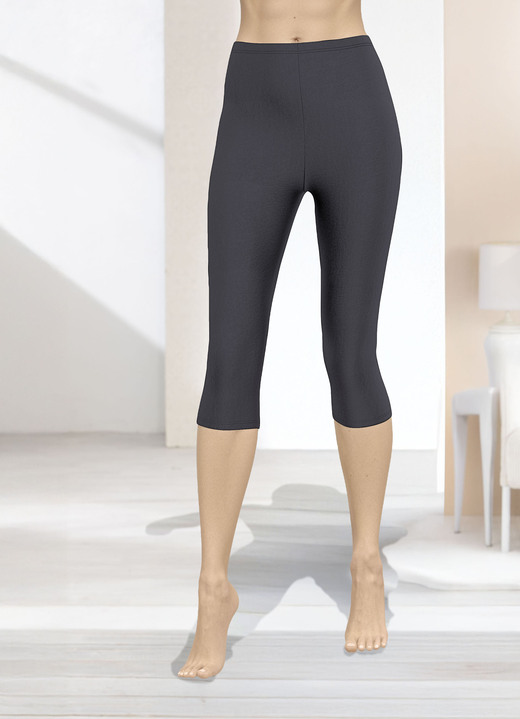 Leggings - Capri-Leggings in Schlupfform, in Größe 036 bis 054, in Farbe SCHWARZ Ansicht 2