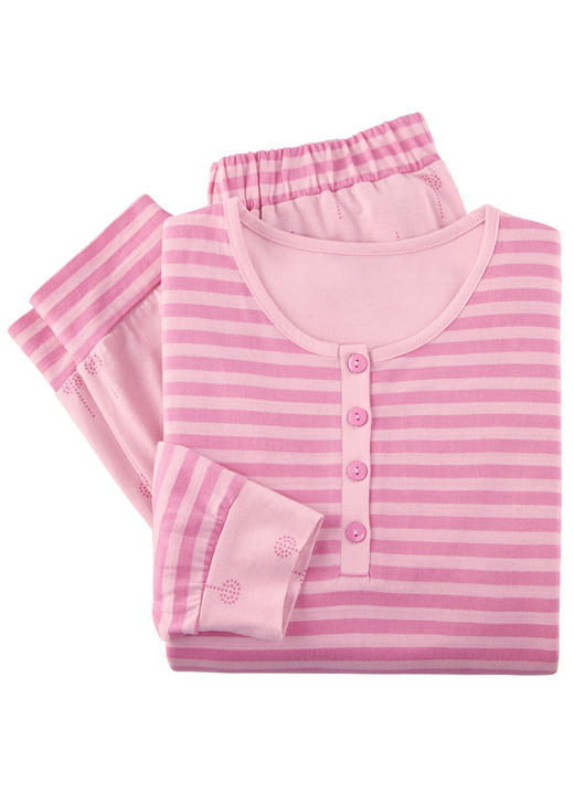 Schlafanzüge & Shortys - Zweierpack Schlafanzüge mit garngefärbtem Ringeldessin, in Größe 036 bis 056, in Farbe 1X ROSÉ-ROSA, 1X FLIEDER-VIOLA Ansicht 2