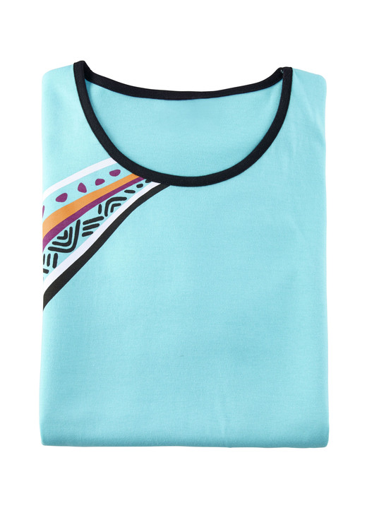 Kurzarm - Zweierpack Nachthemden, kürzer geschnitten aus Baumwolle, in Größe 036 bis 052, in Farbe 1X TÜRKIS, 1X KORALLE Ansicht 3